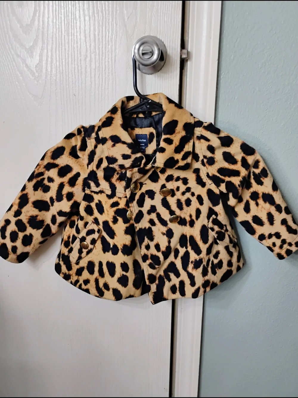 GAP Girls Leopard Print Peacoat - Black & Tan